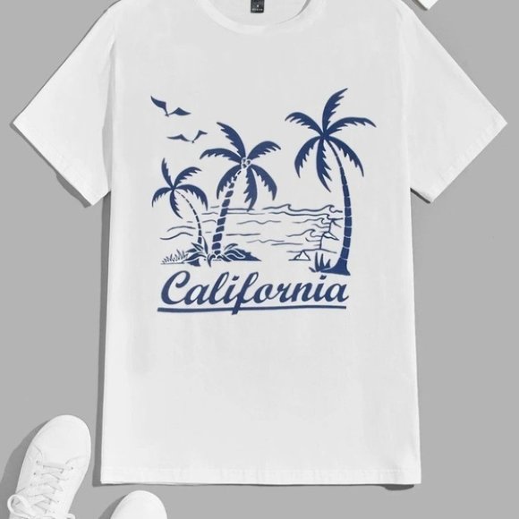 . Other - White Vacation Style Men's Palm Tree Graphic Tee